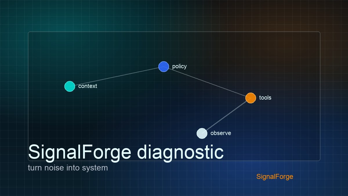 Final SignalForge visual connecting architecture, diagnosis, and an intelligent workflow